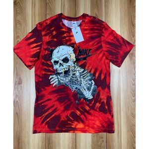 Nike Sportswear Tie Dye Skull Shirt Red Black Men’s Size Medium DR9763-891